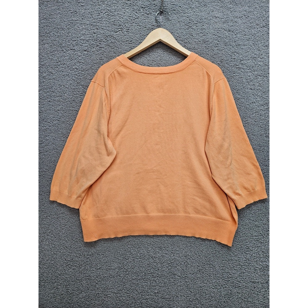 J. Jill Cardigan 2X Peach Orange Button Front 3/4 Sleeve Casual Classic - Picture 2 of 7